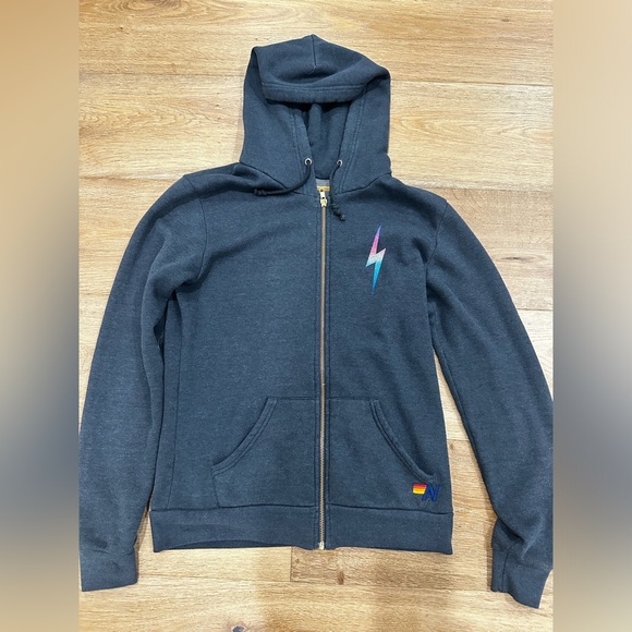 Aviator Nation Rainbow Bolt Zip Hoodie Small - Picture 5 of 9